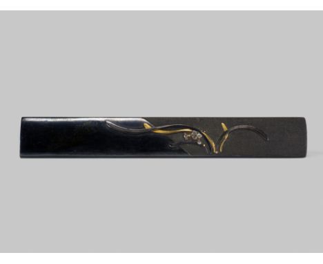 A FINE SHAKUDO AND SHIBUICHI KOZUKA WITH A BLOSSOMING SUISEN (NARCISSUS)UnsignedJapan, 19th century, Edo period (1615-1868)Th