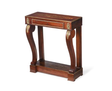 Y&nbspA CHARLES X ROSEWOOD, BRASS MARQUETRY AND ORMOLU MOUNTED CONSOLE TABLE CIRCA 1830 86cm high, 74.5cm wide, 32cm deep