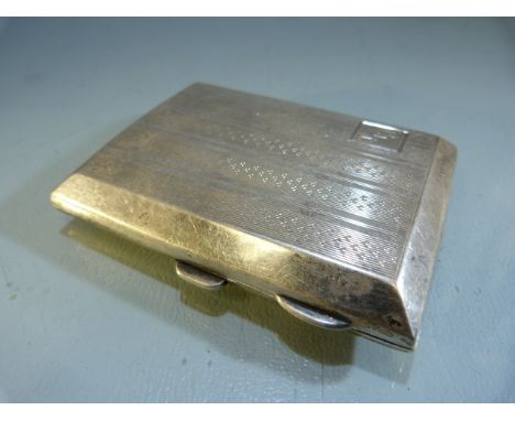 Silver Birmingham 1929 cigarette case with engine turned decoration by Herbert Bushell & Son Ltd