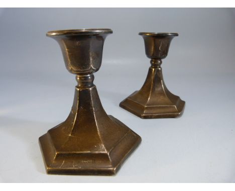 Candlestick with hallmarked silver - Chester possibly Clark & Sewell of hexagonal form.