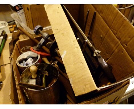 Box of tools including locks, keys and file