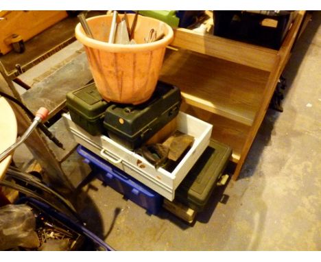 Collection of mixed tools and tool boxes