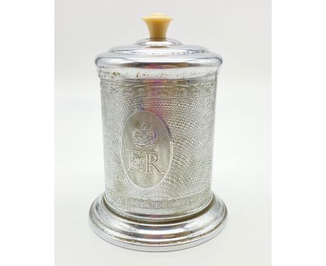 A 1953 Coronation Metal Tea Caddy. 13cm tall 