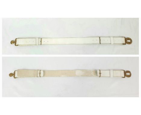 British Army Dieu Et Mon Droit White Courlene Belt and Brass Buckle Household Cavalry 