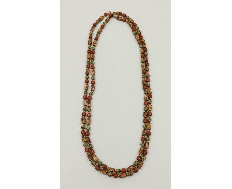 A long multicoloured ceramic bead necklace, length 134cm 