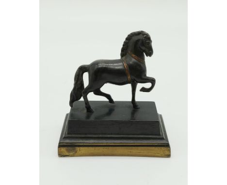 Antique-Style Bronze Torrie Horse Figurine on Stand. 9.5 x 8cm. 270g 