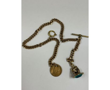 Vintage Albert pocket watch chain &amp; fobs 