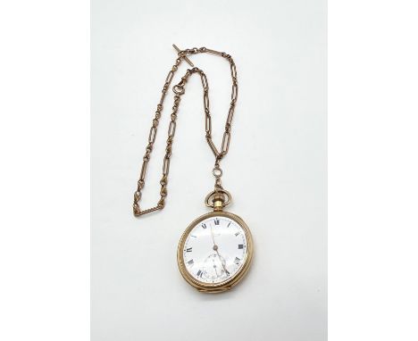 A 10K Gold-Plated Antique Chronograph Pocket Watch.Dennison case with Limit branding on dial. Top winder with fob attached. I
