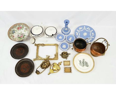 A Mixed Lot of Vintage and Antique Brass Items and Dinnerware. Includes some jasperware. A/f 