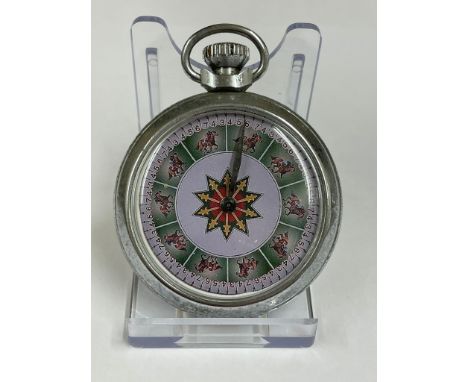 Vintage horse racing spinning gaming pocket watch ( working) sold with no guarantee 
