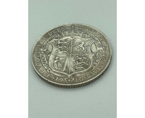 SILVER  Half Crown 1916 mid First World War in extra fine/brilliant condition having bold and clear definition to both sides,