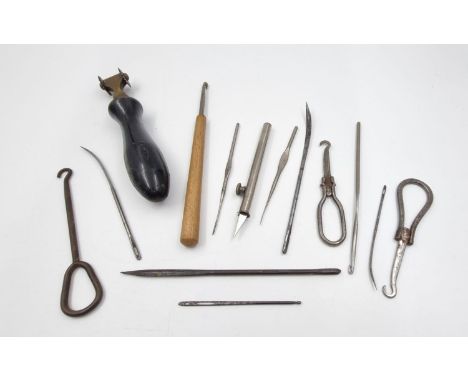 A Collection of Victorian Clothing Tools, Needles and Button Hooks. A/F 