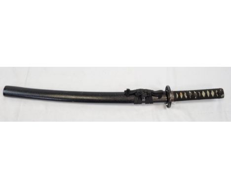 A Vintage Wakizashi Sword. Black wooden scabbard. Blade in excellent condition - 47cm. 