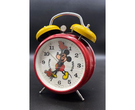 A German Avronel Mickey Mouse Double Bell Alarm Clock. In working order. 