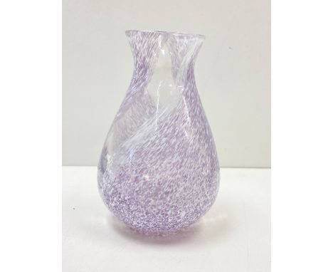 A very pretty Caithness glass vase with purple and white swirl effect. 11cm in height. 