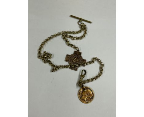 Vintage Albert pocket watch chain and fobs 