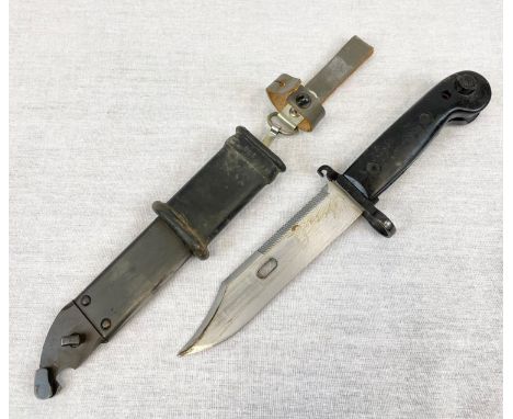 A Good Condition Vintage AK74 Saw Blade Back Bayonet with Wire Cutter Scabbard 33cm Length 