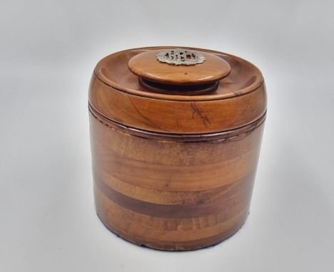WW1 British Tea Caddy Made From British Aircraft Propellers. Adorned with a solid silver R.F.C Badge. 