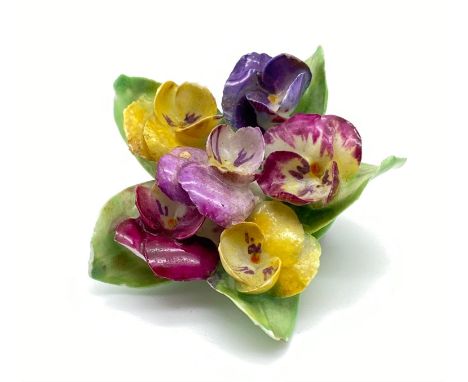 A Vintage Crown of Staffordshire Ceramic Flower Brooch. 