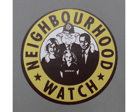 BANKSY (born 1974) British (AR), Neighbourhood Watch sticker from Laz Emporium with a hand signed letter from his publishing 