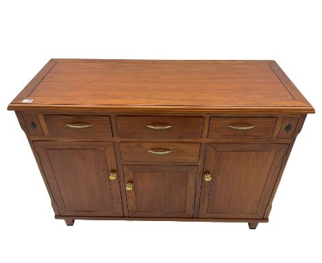 Hardwood sideboard, fitted with four drawers and two cupboards, ebonised diamond detailDimensions: Height:&nbsp;86cm&nbsp; Le