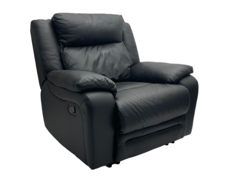 Manual reclining armchair upholstered in blackDimensions: Length/Width:&nbsp;103cm&nbsp;