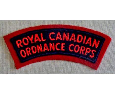 Canadian Royal Canadian Ordnance Corps Cloth Shoulder title, officers type 
