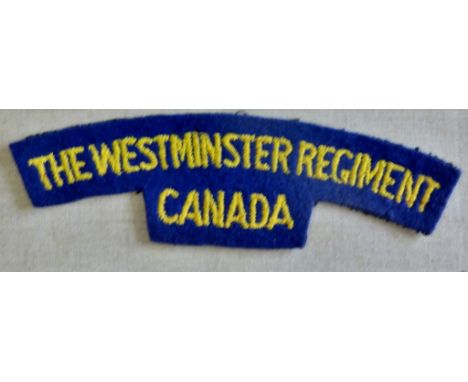 Canadian The Westminster Regiment of Canada cloth shoulder patch 