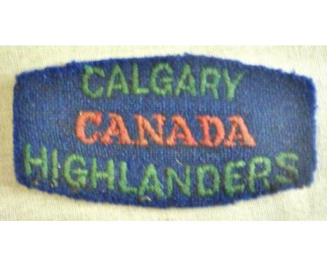 Canadian WWII Calgary Highlanders Regiment cloth shoulder sleeve patch, a fantastic cloth patch.