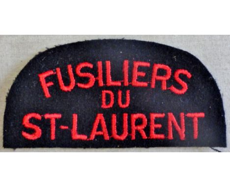 Canadian Fusiliers Du St-Laurent cloth shoulder title patch, a nice example 