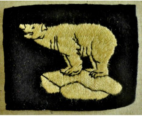 British WWII 49th Infantry Division Cloth Patch insignia, white on black