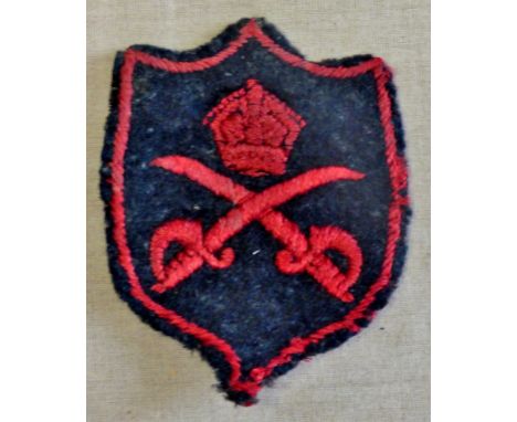 British Army WWII Swordsman Proficiency Qualification patch, red on black
