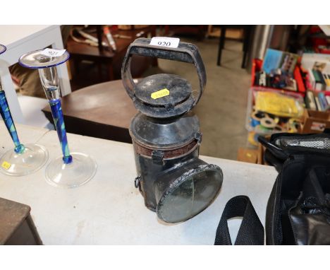 A vintage railway lamp