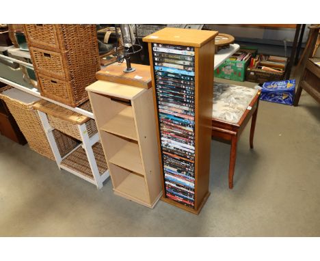 A shelf unit and contents of DVDs and one other shelf unit