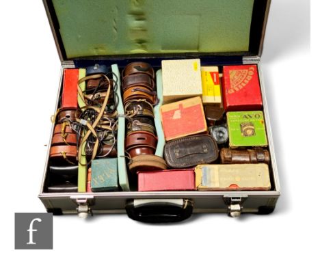 A quantity of various camera exposure and light meters, various makers, mostly cased or boxed, contained in an aluminium flig