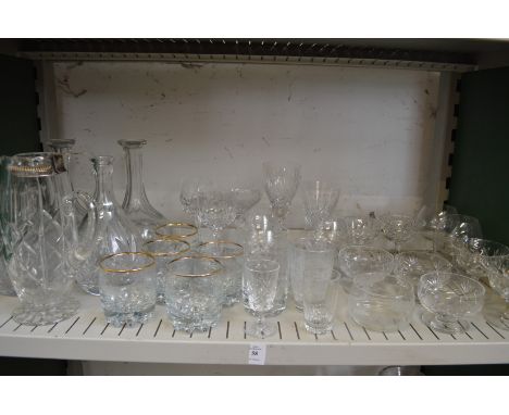 A shelf of glassware.