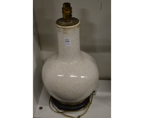 A Chinese crackle glaze bottle vase converted to a lamp.