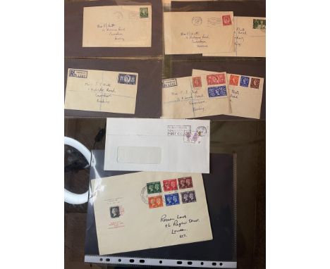 STAMPS - 1940s FIRST DAY COVER &amp; STAMPS ON ADDRESSED ENVELOPES
A 1940s First Day Cover with 7 addressed envelops with var