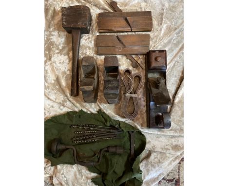 BOX OF ANTIQUE WOODWORKING TOOLS SORBY PLANE ETC&nbsp;
Mixed box of antique woodworking tools, 8 pieces in total. Sorby plane
