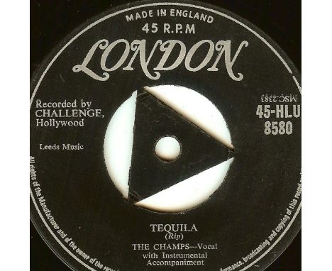 RECORDS - SINGLE 45 THE CHAMPS TEQUILA/TRAIN TO NOWHERE&nbsp;
London 45-HLU 8580
Vinyl - Very good plus.
Sleeve - N/A.
