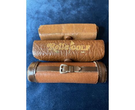 VINTAGE GAMES - LEATHER CASED ROLLA GOLF &amp; POKER DICE&nbsp;
3 vintage pocket games in pig skin cases. 2 x ROLLA Golf in u