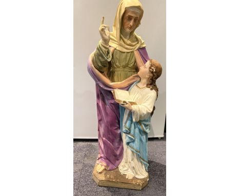 VINTAGE RELIGIOUS PLASTER FIGURAL GROUP
26 inches high. A vintage Continental religious plaster figural group. Age related we