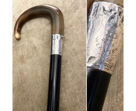 19th CENTURY RAMS HORN &amp; EBONISED WALKING STICK 1841&nbsp;
A very interesting stick. Polished Rams Horn Handle on a Ebony