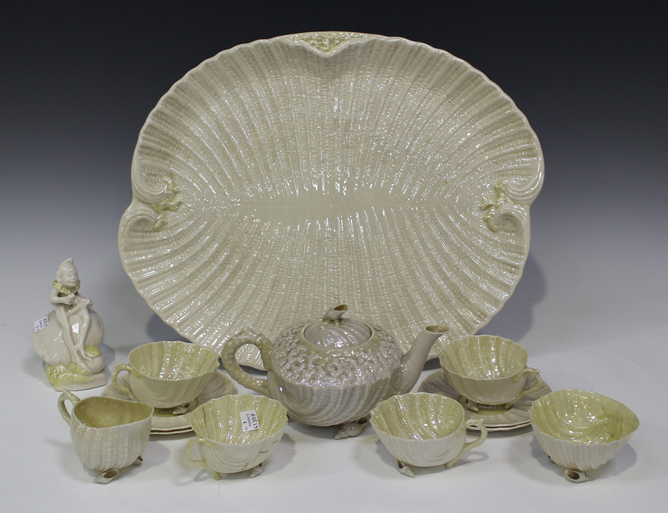 A Belleek Neptune pattern porcelain part tea service, circa 18911926