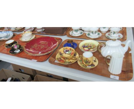 2 Trays of assorted china, to include: Aynsley 'Orchard Gold' small bowls, coffee cup and saucer and tea cup and saucer,  Ger