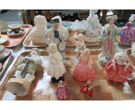 Tray of figurines to include: Royal Doulton 'Bedtime', 'Rose', 'Goody Two Shoes' and 2 miniatures, 'Bess' and 'Top O' The Hil