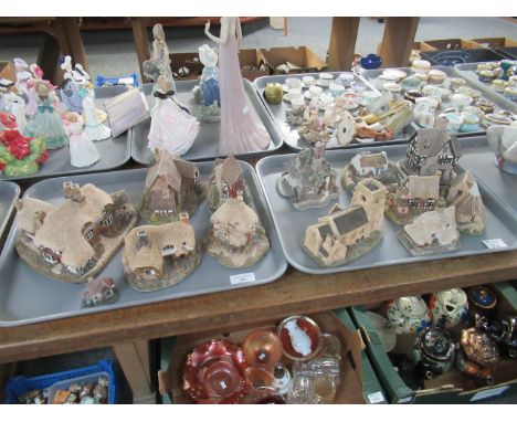 Two trays of cottages and other architectural ornaments to include: The Travellers' Rest, St. Mary's Church, Lilliput Lane 'B