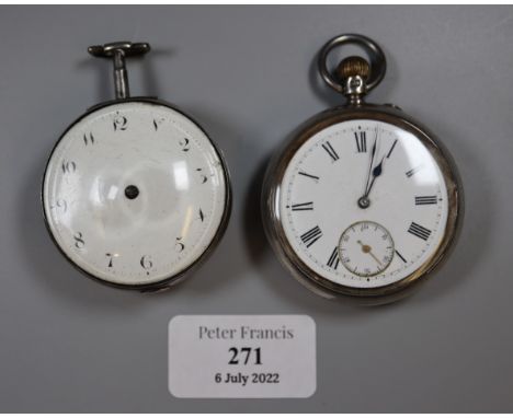 Early 19th century pair cased pocket watch movement and face internally marked 'Cohen No 5713' with foliate balance cock (lac