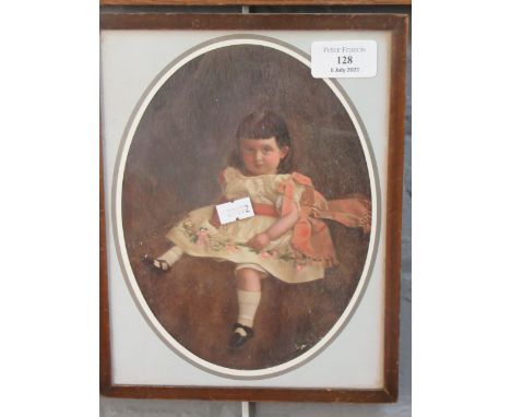 Framed portrait print of a little girl.  21x15.5cm approx.  (B.P. 21% + VAT) 