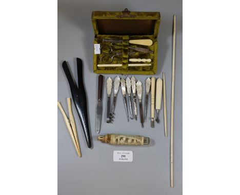 Collection of assorted ladies' manicure items in bone, mother of pearl with glove stretchers etc. (B.P. 21% + VAT) 